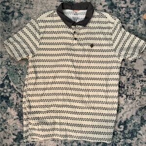 Roark dark brown and Cream Zigzag Polo Shirt